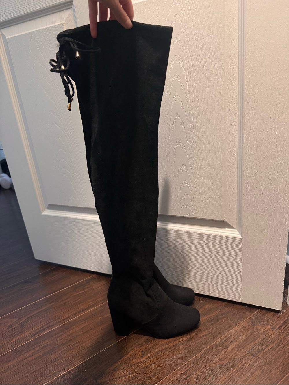 Black Over-the-Knee Block Heel Boots - Classic Women's Style